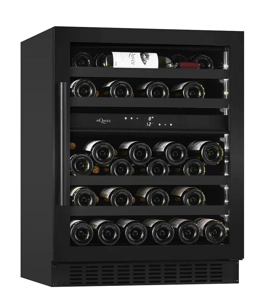 Weinkühlschrank einbau 60 cm - mQuvée WineCave 700 60D All Black, 2 Temperaturzonen, 700 mm hohe Tür