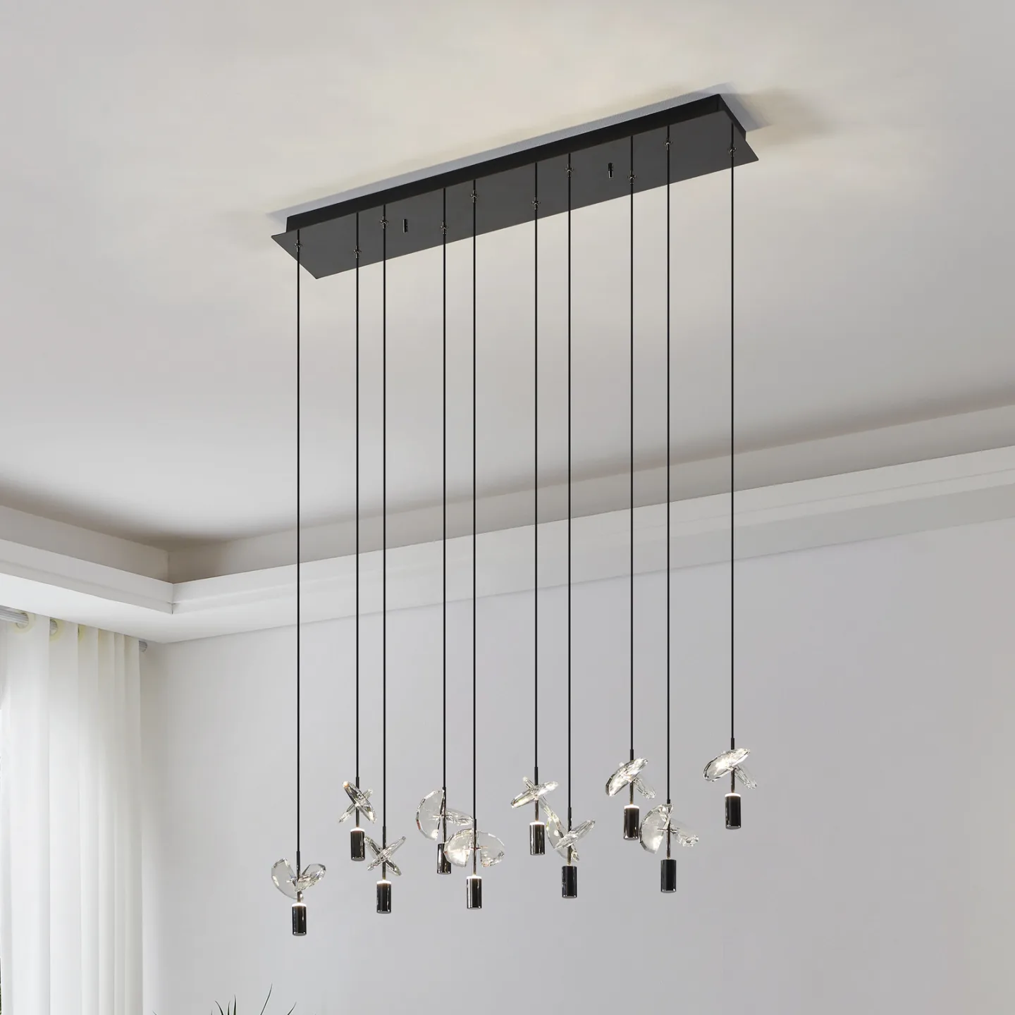 Comareira LED-hengelampe, nikkel, 91 cm, CCT – Stars of Light - Stue - Moderne - Glass - Med flere lyskilder