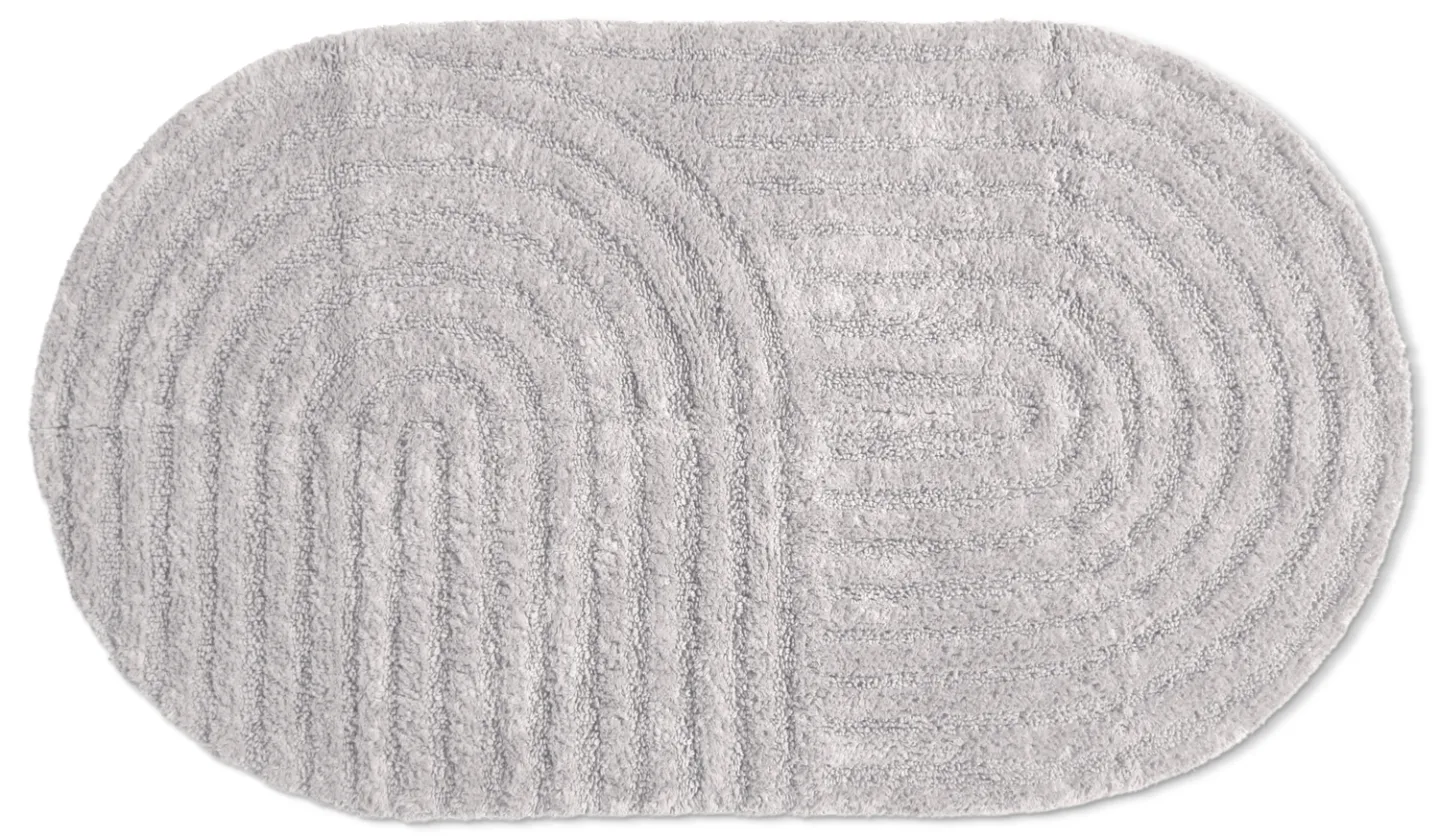 Oval baderomsmatte - Embla (lysegrå) (Størrelse: 80 x 140 cm)