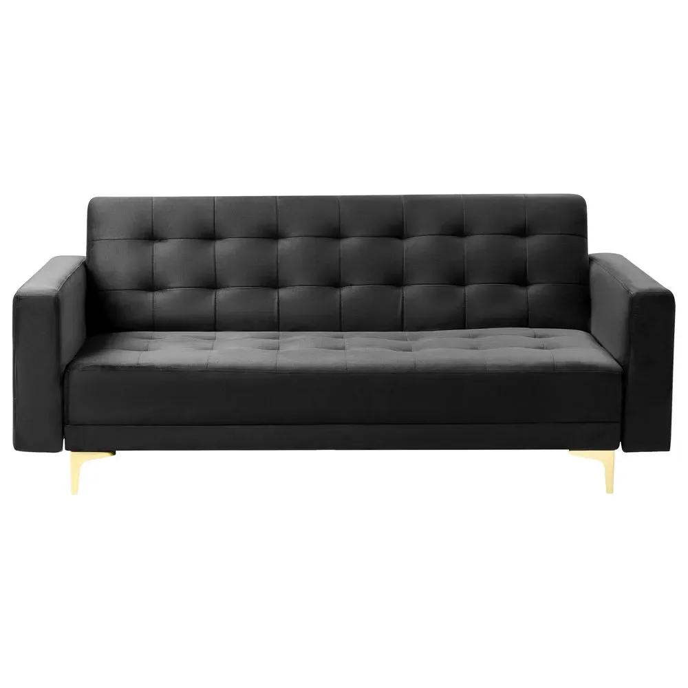 3-sits soffa Aberdeen - Svart, guld/Sammet