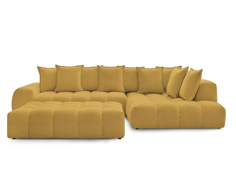 Ecksofa mit Hocker BOBOCHIC EVEREST Stoff chiniert gelb
