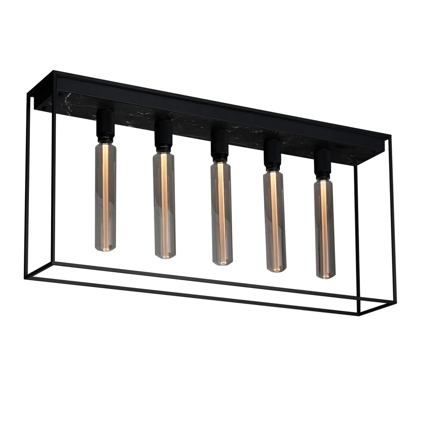 Buster + Punch - Caged Ceiling 5.0 - Satin Black Marble, Buster Bulb Tube - Plafonder - Massimo Buster Minale - Svart