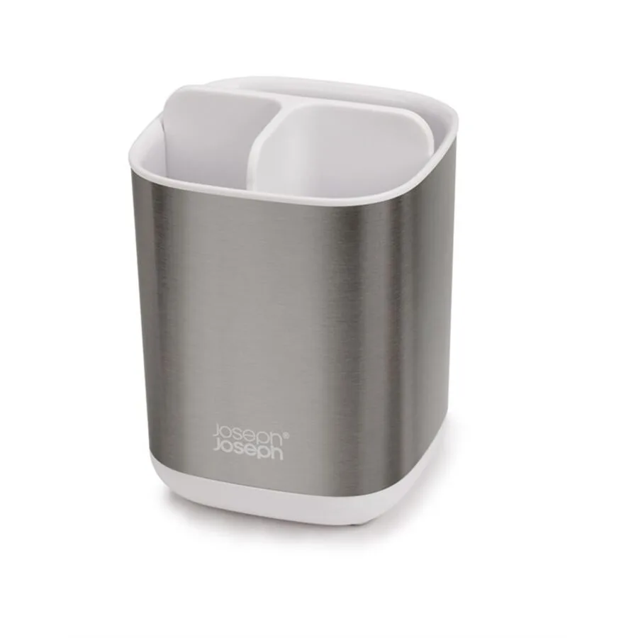 Zahnbecher Joseph Joseph EasyStore Edelstahl/Weiss ABS/Stahl 12.7 cm - Farbe: Weiss/Edelstahl - Material: Stahl/ABS