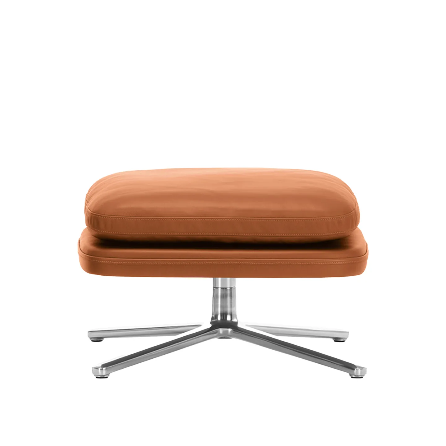 Vitra - Grand Relax Ottoman High, Basic Dark Power Coated , Back/Seat Leather Premium Umbra Grey, Felt Glides For Hard Floor - Sittpuffar - Antonio Citterio - Grå - Dun/Läder/Metall/Syntetiskt/Skum