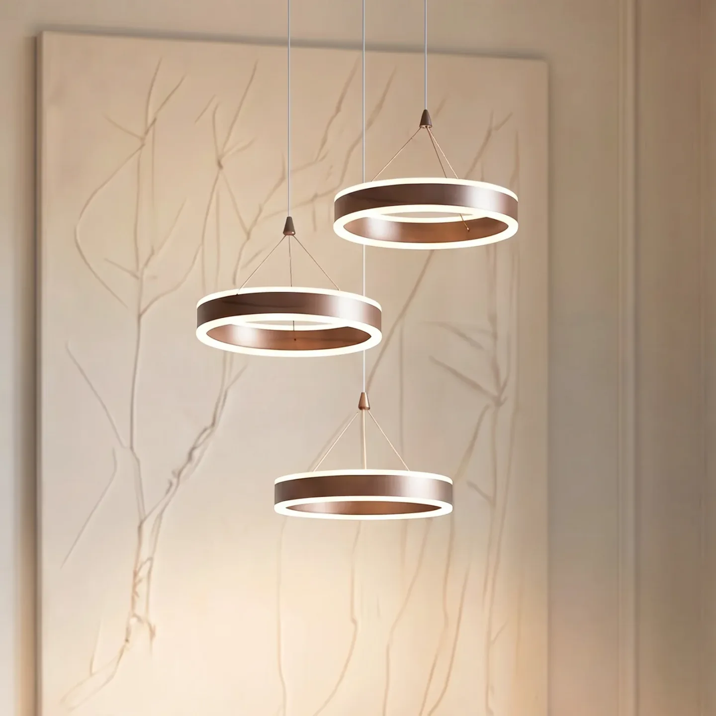 Kolo LED-Hängeleuchte, 3-flammig, braun, dimmbar - Lucande - Wohnzimmer - Modern - Metall - Mehrflammig