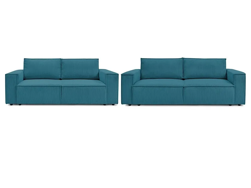 BOBOCHIC 2er + 3er Sofa NIHAD Cord-Stoff dunkelblau