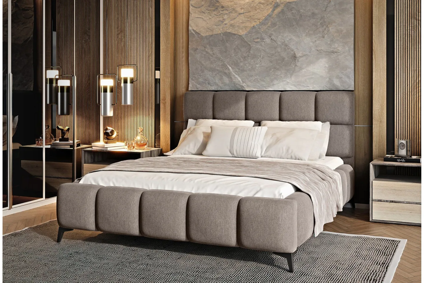 Kamble Sängram med Förvaring 160x200 cm - Beige