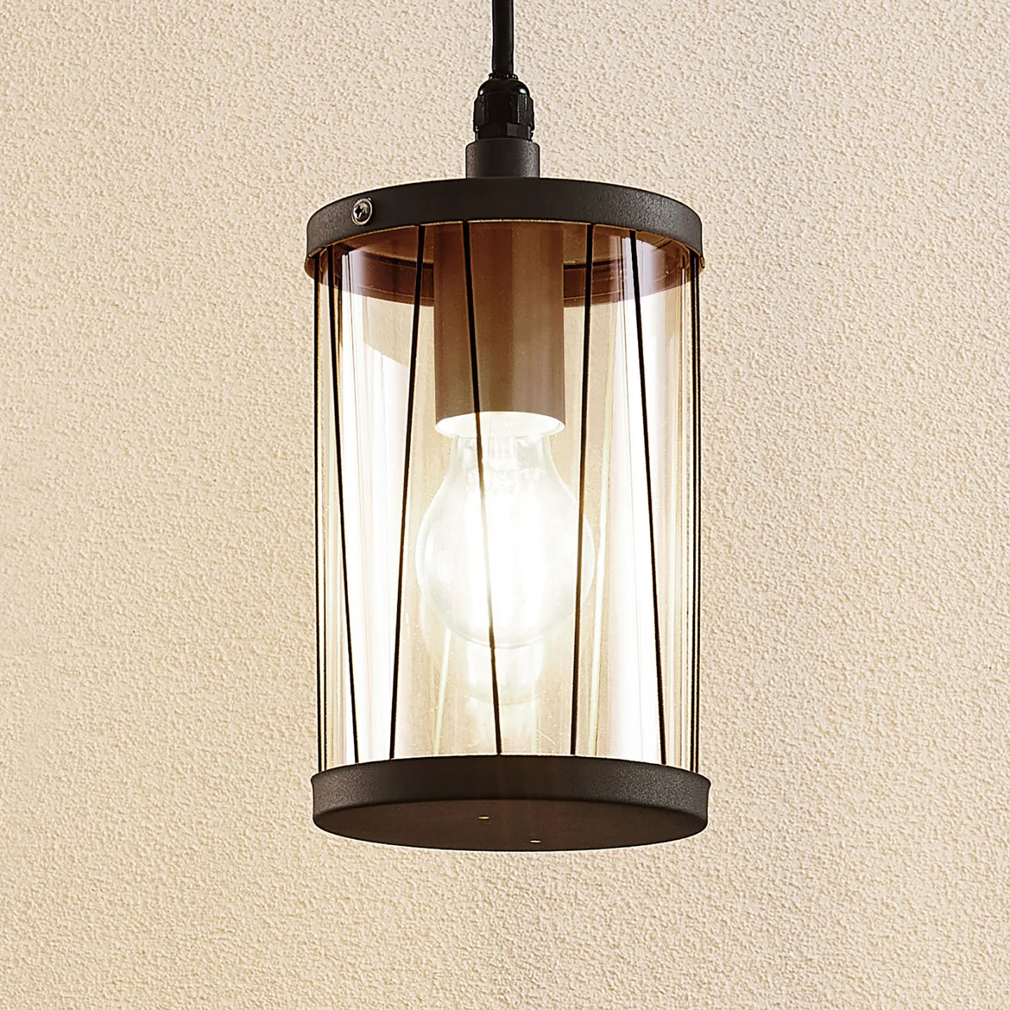 Yonan Udendørs Pendel Dark Grey/Clear - Lindby - Moderne - Metal - Med én lyskilde