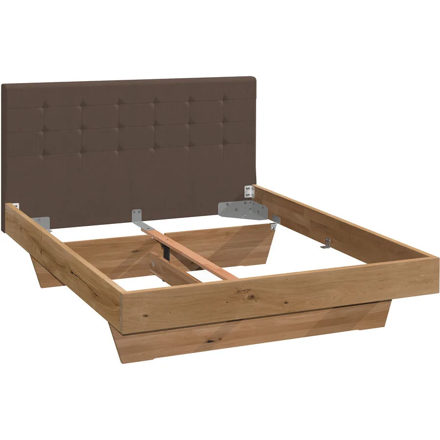 Bett Angelo Braun Holz 140 x 200 cm - Farbe: Wildeiche