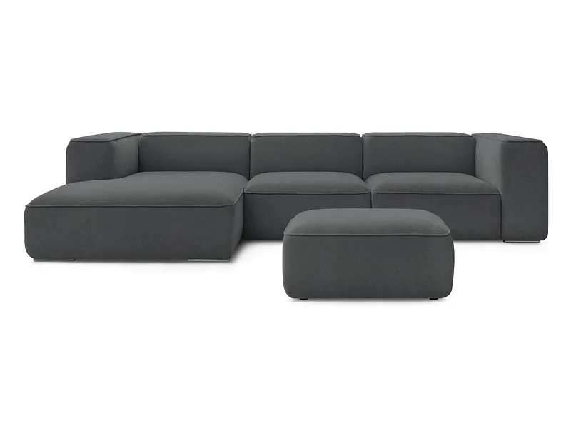 Ecksofa mit Hocker BOBOCHIC ZEPHYR Stoff mit Textur dunkelgrau