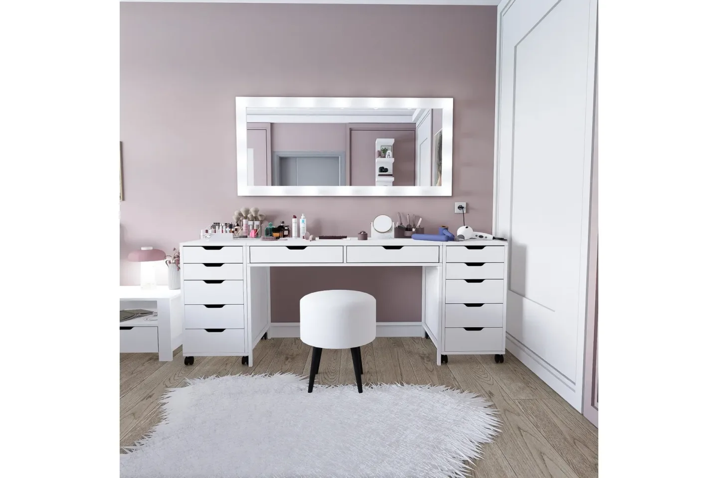 Durusu Sminkbord 200 cm - Mattvit