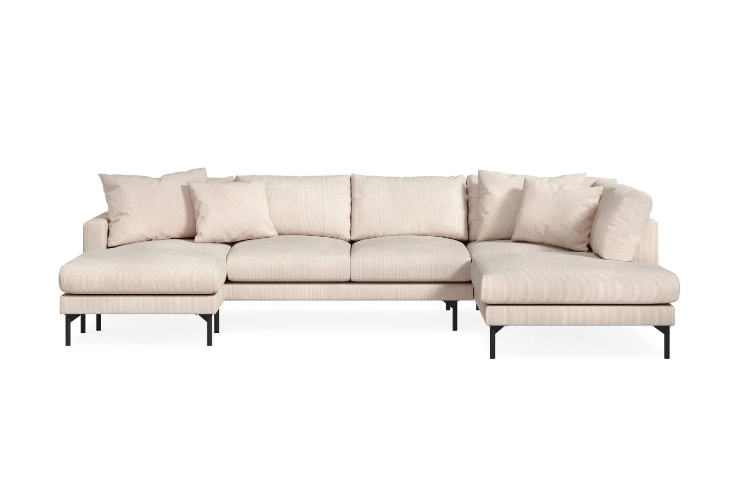 Menard 4-sits Högervänd Stor U-formad Djup Soffa med Divan och Schäslong i Manchester - Beige