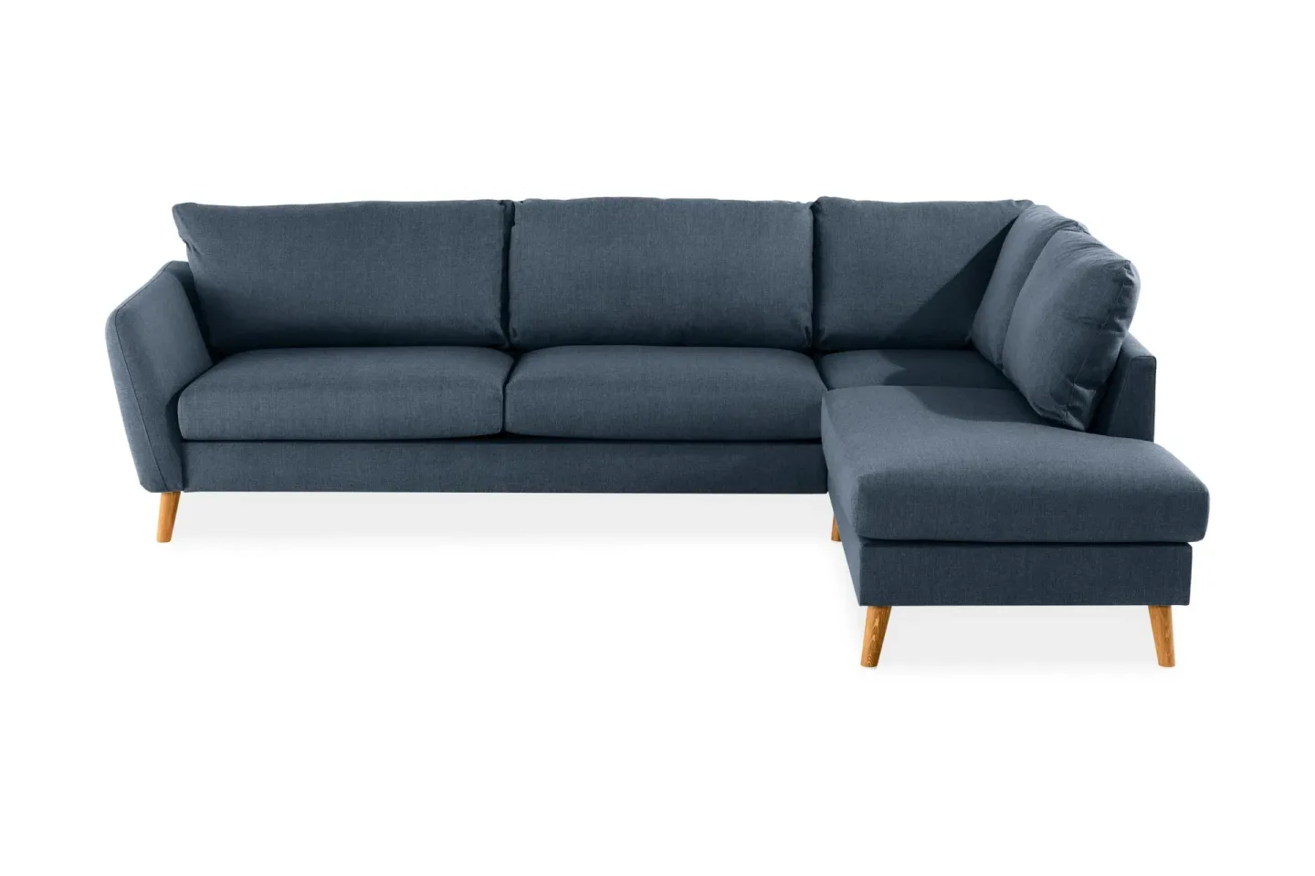 Trend 4-sits Högervänd L-formad Schäslongsoffa i Tyg - Blå