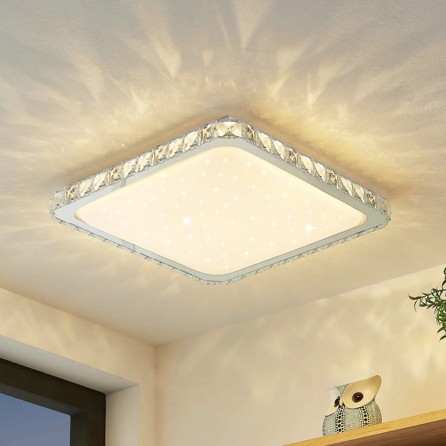 Lorand LED Deckenleuchte White/Chrome - Lindby - Wohnzimmer - Modern - Kristall - Eckig