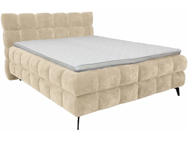 Boxspringbett BUBBLE dunkelbeige 180x200cm halbfest