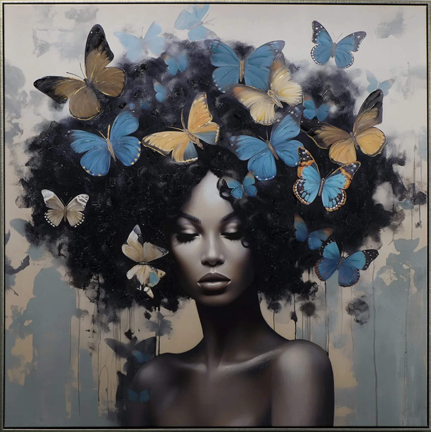 image LAND Gemälde Blue Butterfly Lady | Schubiger Möbel
