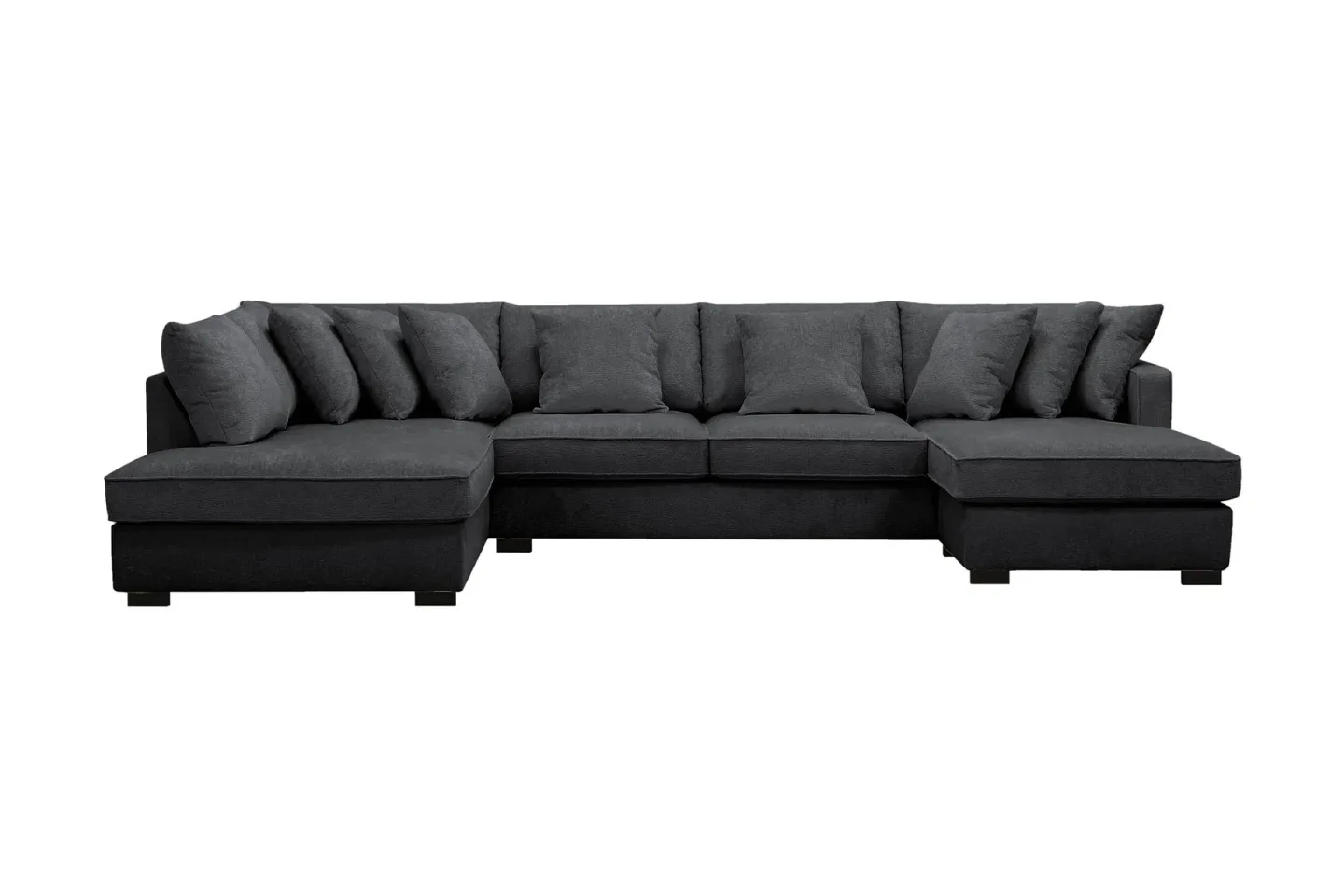 Rossita 5-sits Vänstervänd U-formad Djup Soffa med Divan och Schäslong i Chenille - Svart