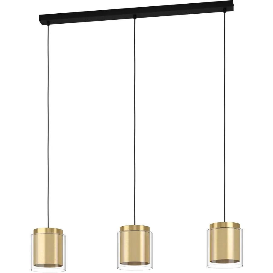 Eglo Pendellampe Lagunitas Schwarz Stahl/Glas 91 cm 110 cm - Farbe: Schwarz/Messing - Material: Glas/Stahl