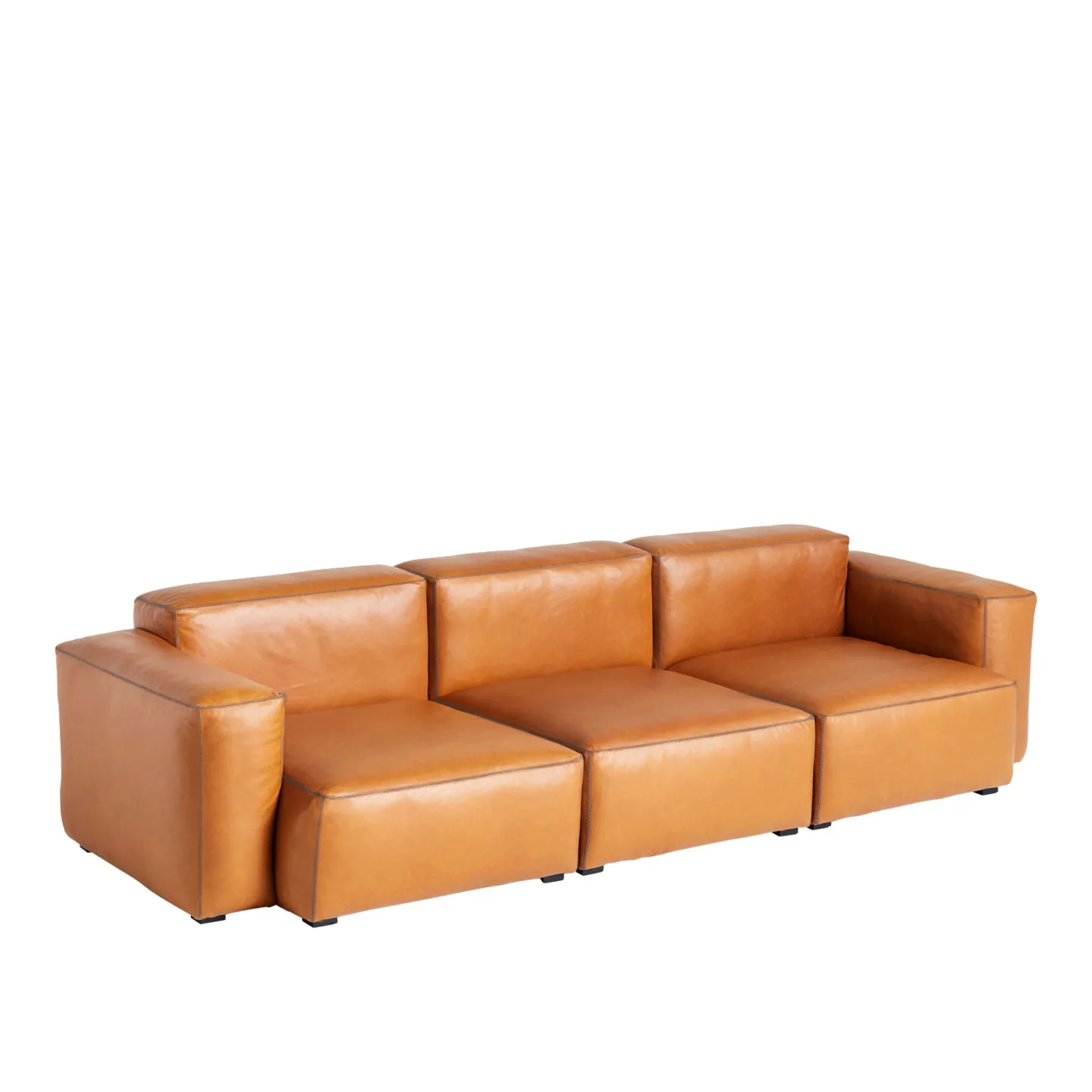 HAY - Mags Soft Low 3 Seater Combination 1 - Dark Grey Stitching - Cat.6 - Sense Cognac - Soffor