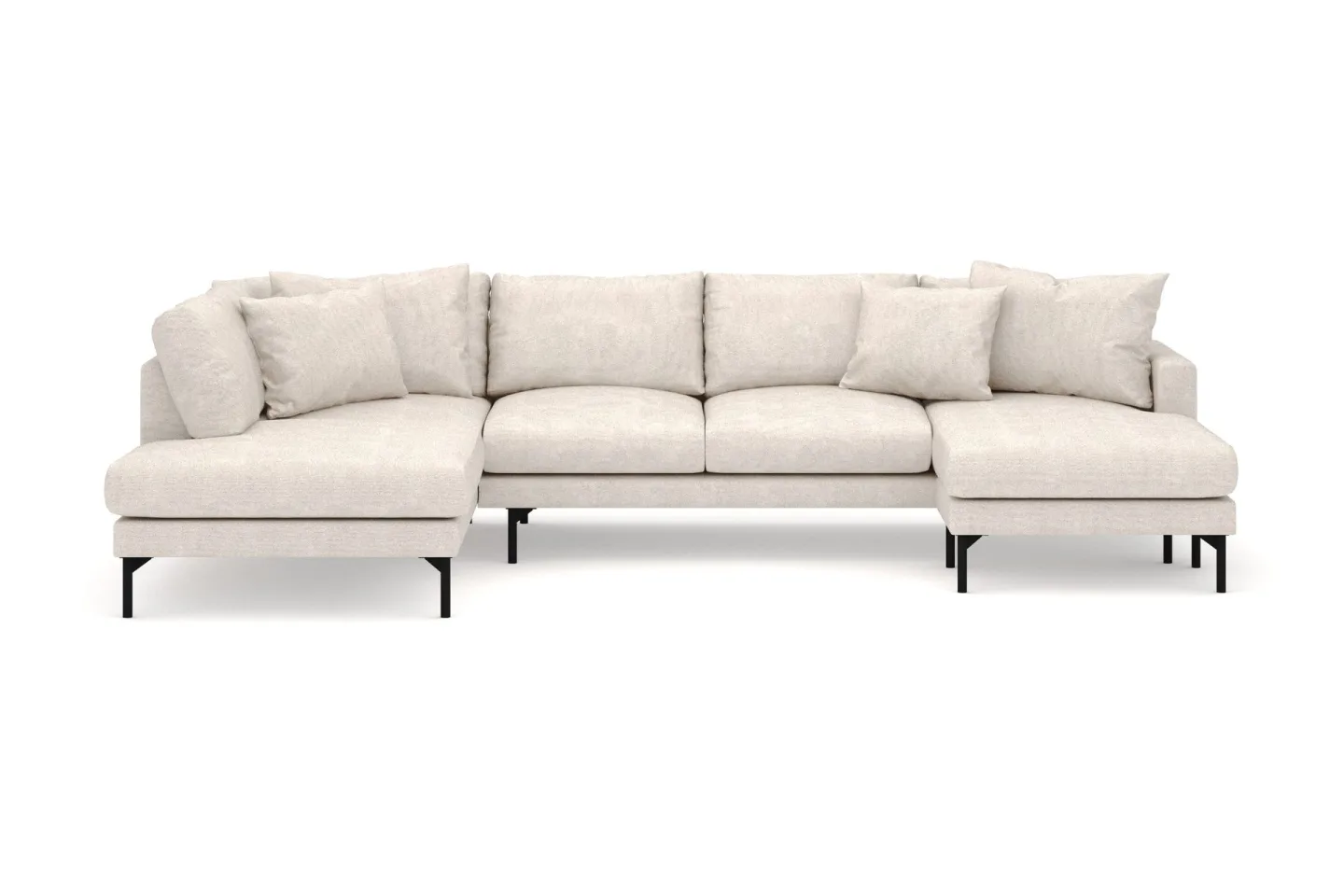 Menard 4-sits Vänstervänd Stor U-formad Djup Large Soffa med Divan och Schäslong i Tyg - Beige