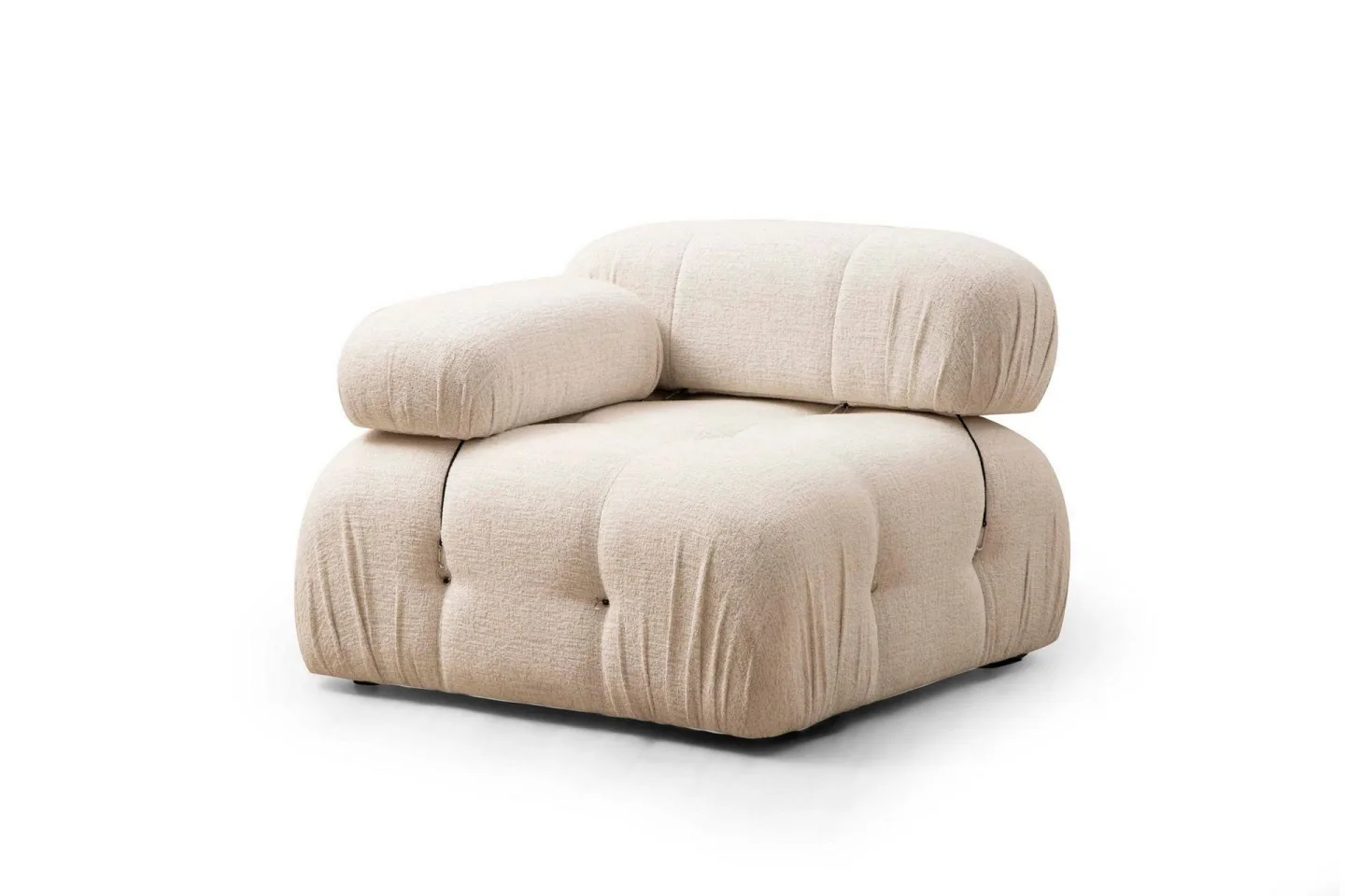 Belgin Vänstermodul / Fåtölj 95 cm med fasta armstöd och repdetaljer - Cream