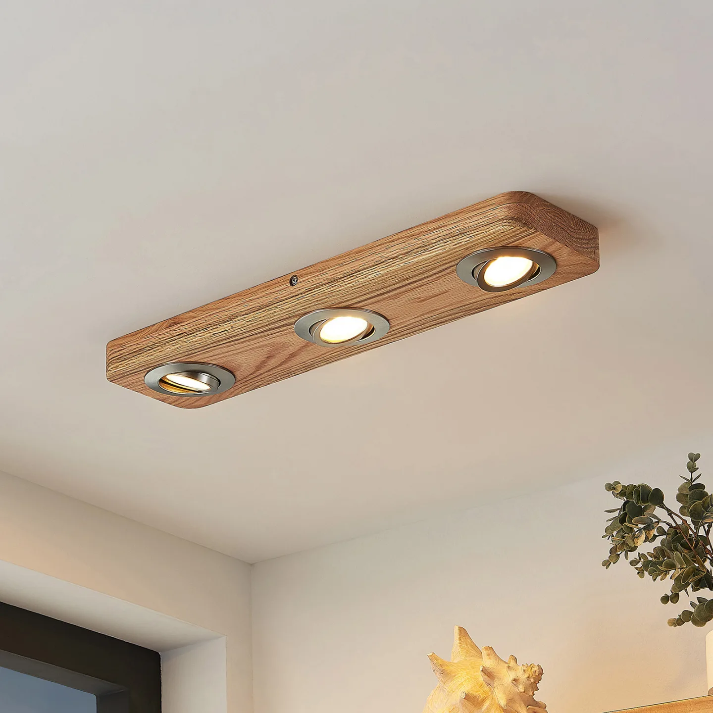 Mikari 3 LED Plafond Wood - Lindby - Vardagsrum - Modern - Trä - Med flera ljuskällor