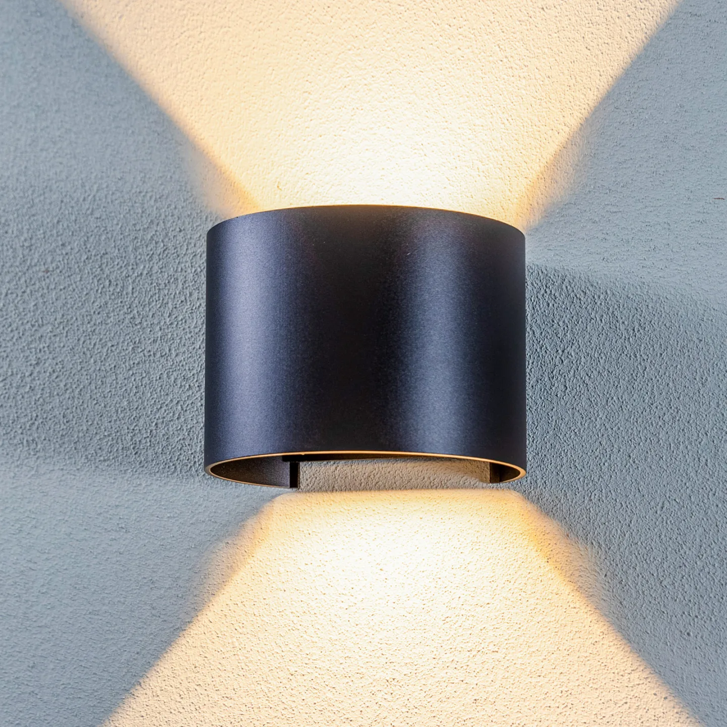 Nivar Round LED Utomhus Vägglampa Black - Lindby - Balkong - Modern - Metall - Rund