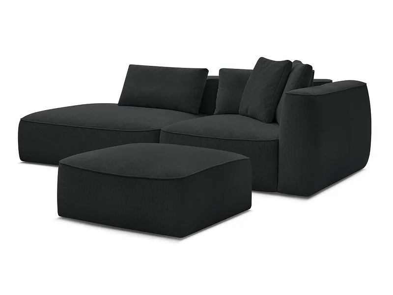 3er Sofa mit Hocker BOBOCHIC LEOPOLD Stoff chiniert dunkelgrau