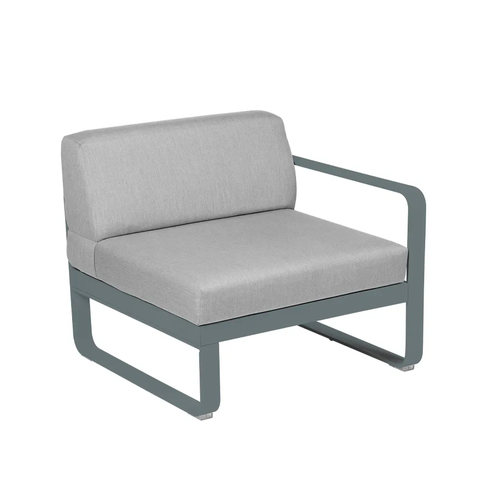 Fermob Bellevie Right modulsoffa Storm grey (grå), flannel grey dyna, 1-sits