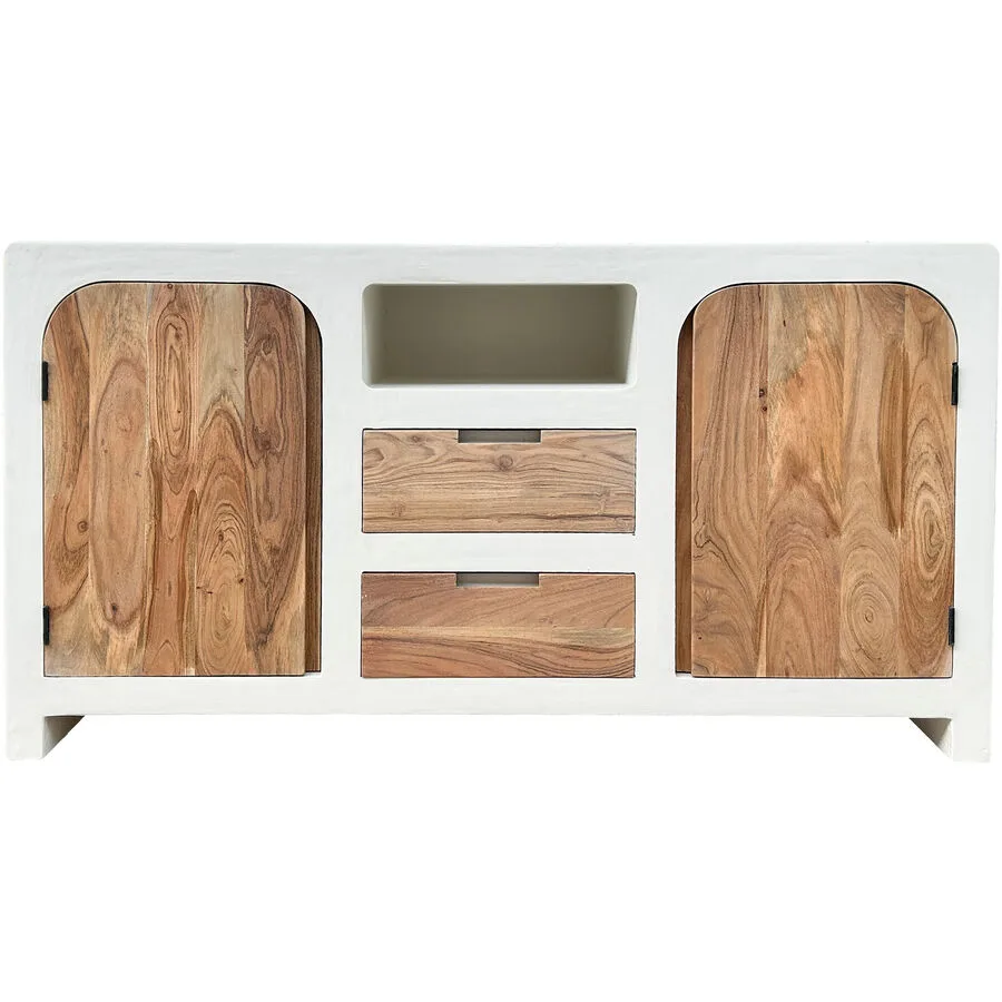 Sideboard Putza weiss/natur MDF B 150 H 80 cm