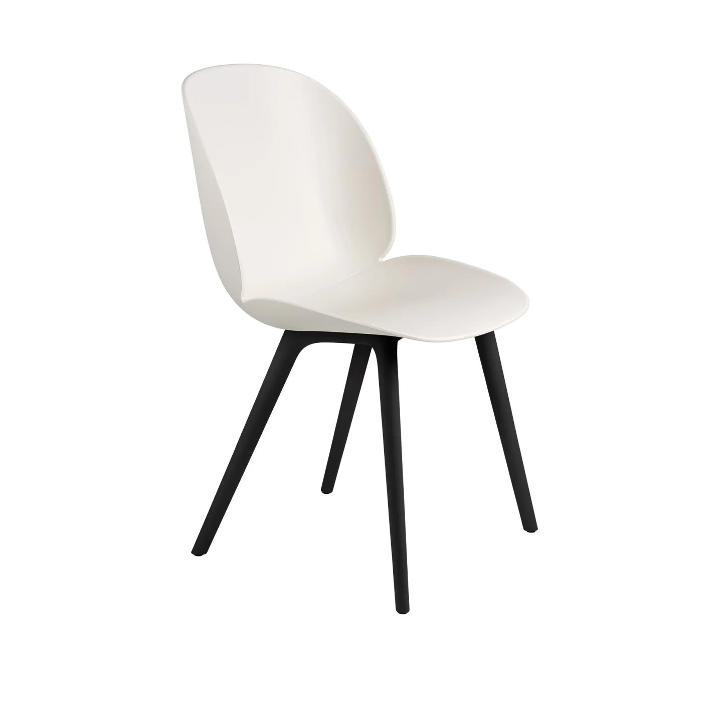 Gubi - Beetle Dining Chair Plastic Edition Alabaster White / Black - Matstolar - GamFratesi - Vit - Plast