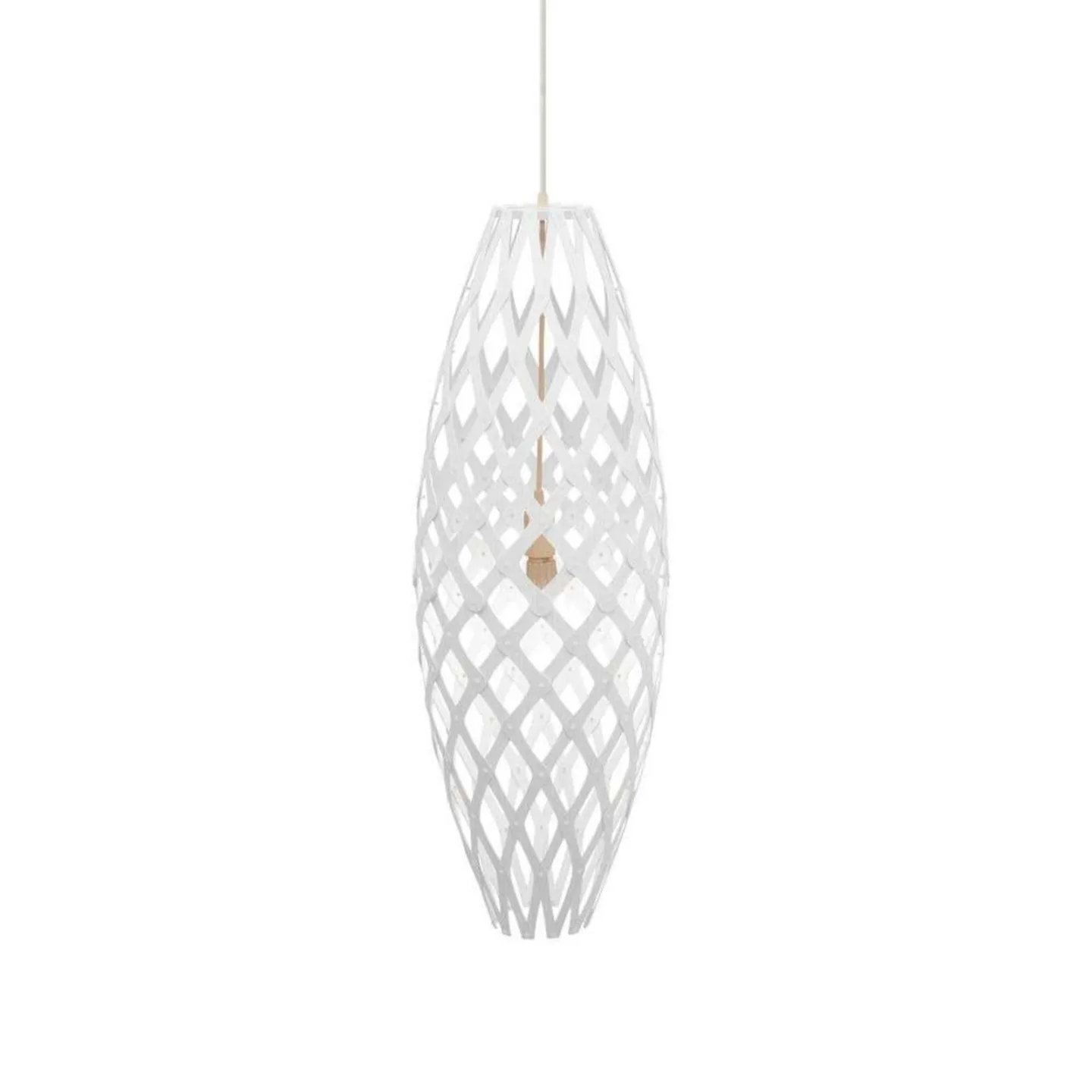 Hinaki Pendelleuchte H90 Weiß 2 Seiter - David Trubridge - Wohnzimmer - Bambus