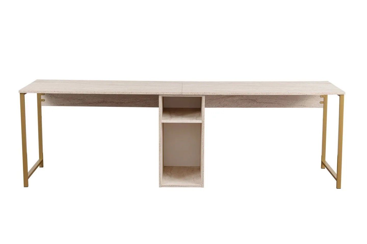 Hu Skrivbord 60x240 cm - Beige/Guld