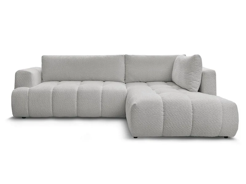Ecksofa BOBOCHIC FUJI Boucle-Stoff hellgrau