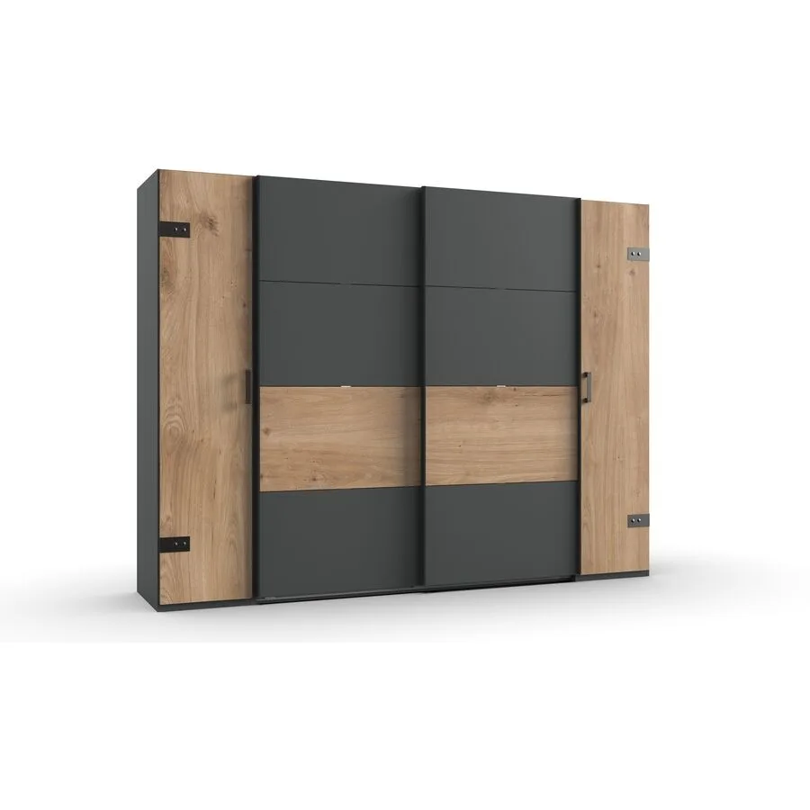 Kleiderschrank Jasmin Eiche/graphit Holzwerkstoff B 272 cm