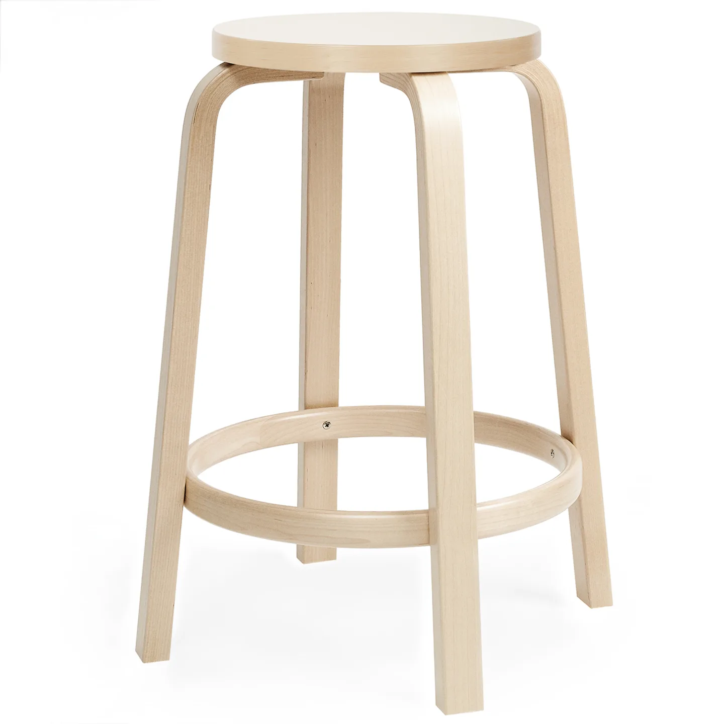Artek - Barstol 64, 65 cm, Klarlackad björk Vit laminat - Barstolar - Alvar Aalto - Träfärgad - Trä