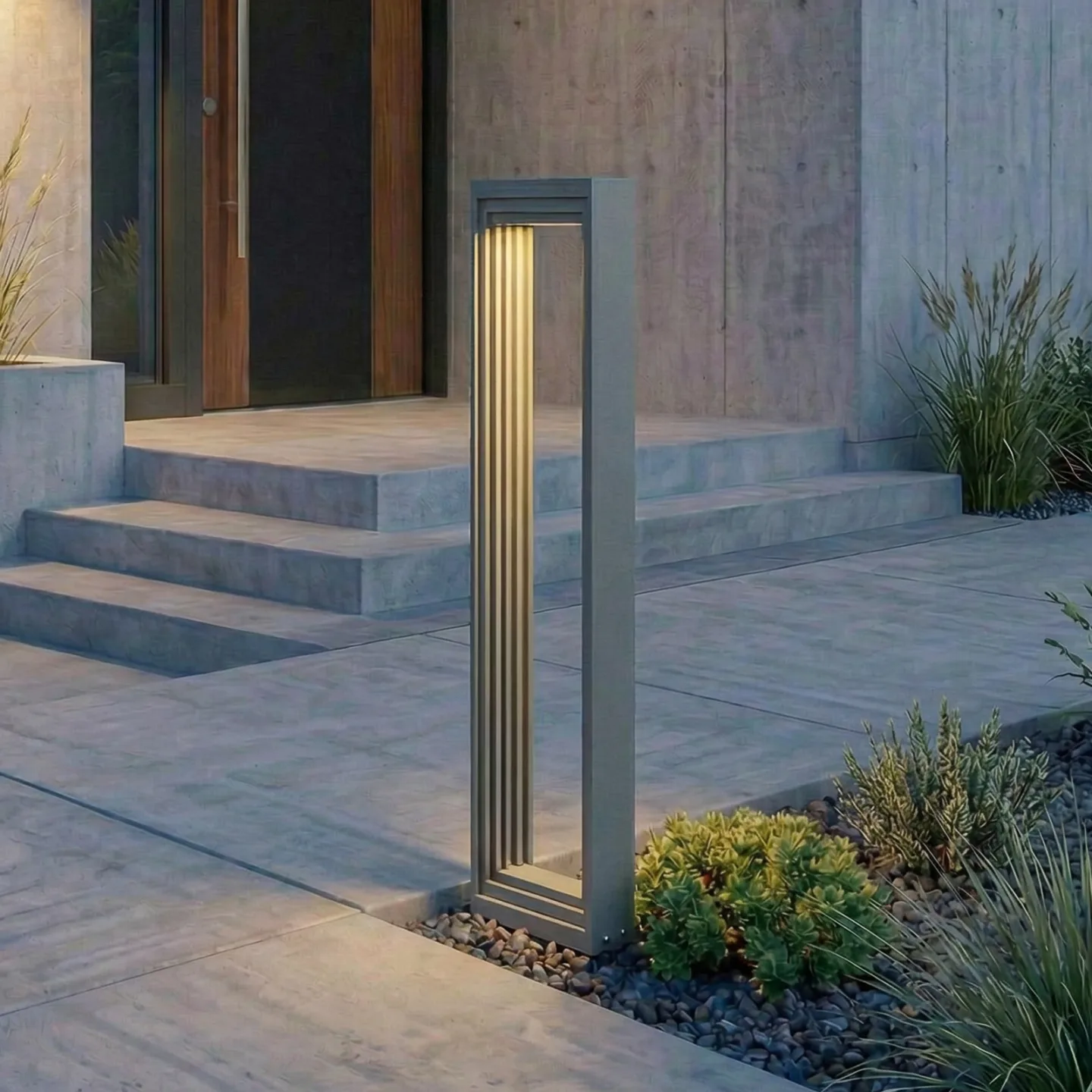 Ashkan LED-Wegeleuchte, Höhe 60cm, anthrazit, IP65 - Lucande - Modern - Metall - Eckig