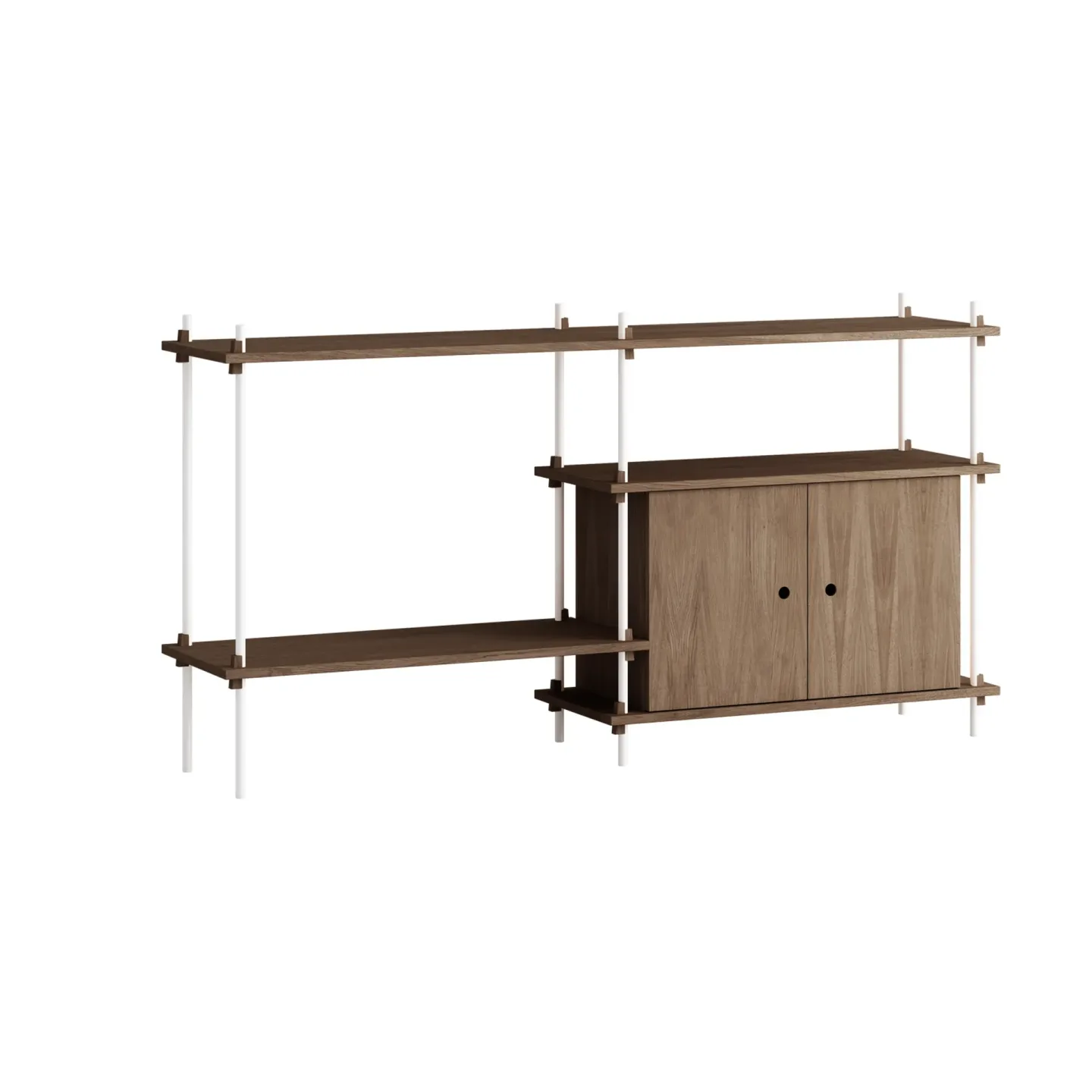 MOEBE Shelving System Regal mit Schrank Geräucherte Eiche-white, 163×85×35 cm, S.85.2.C