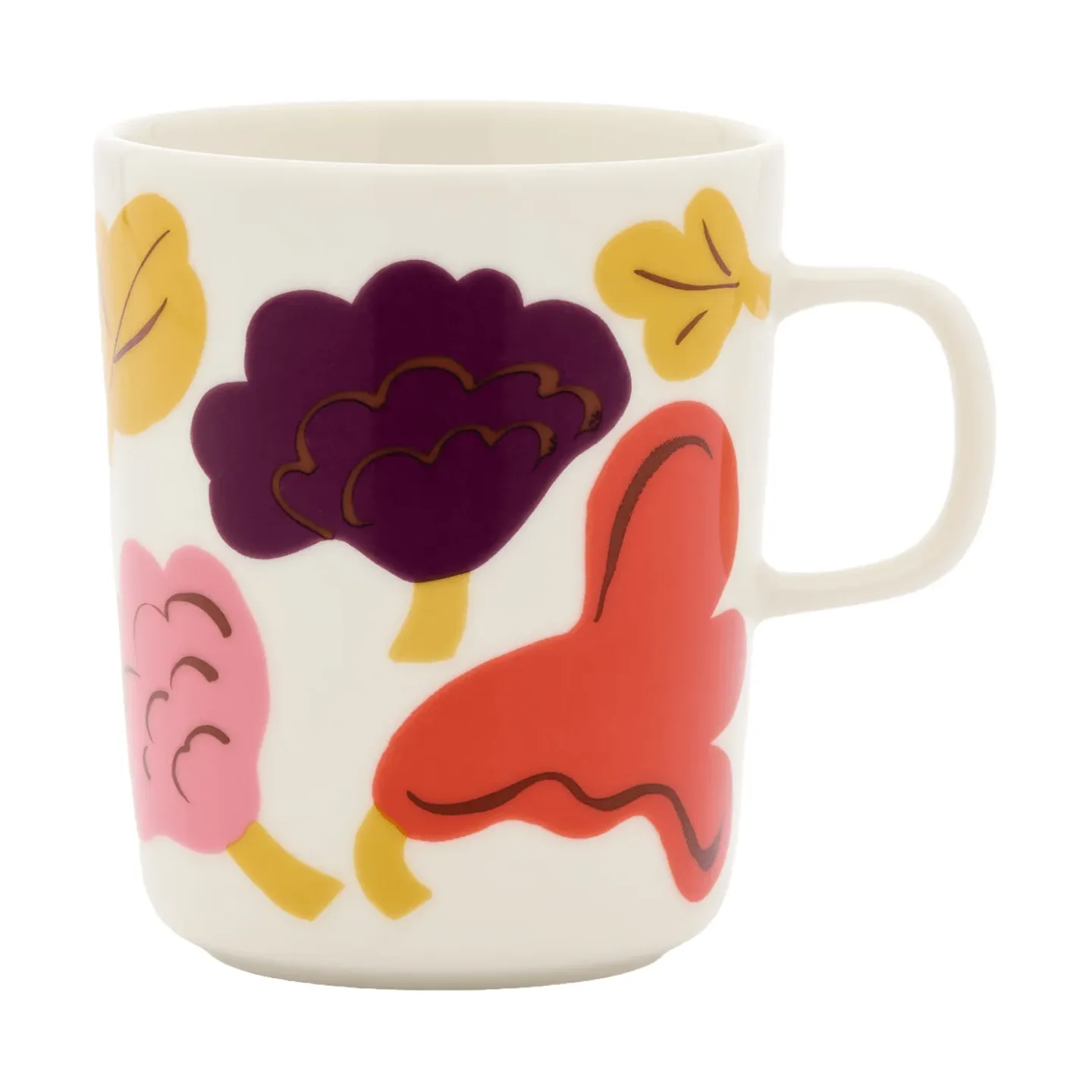 Marimekko Kukasta Kukkaan Becher White-pink-terrac-plum, 25 cl