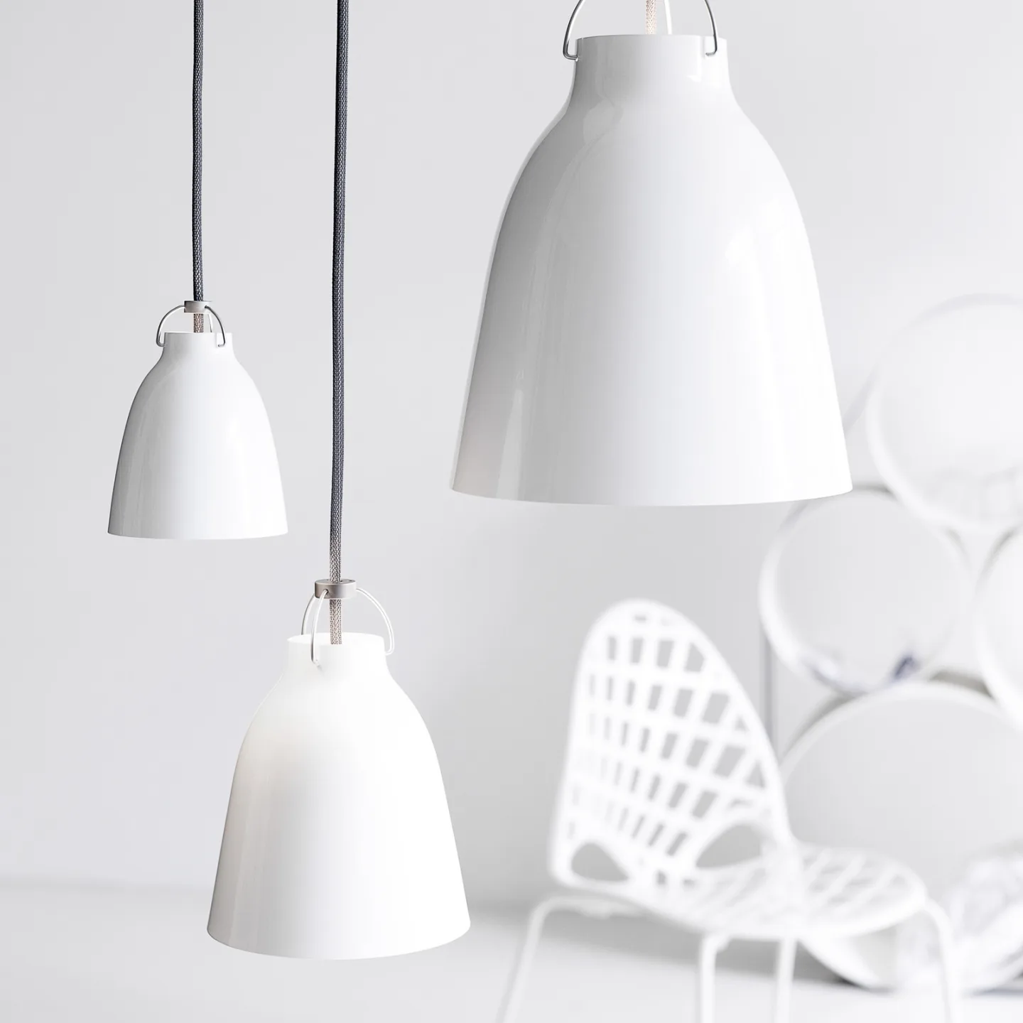 Caravaggio™ P2 pendellampe hvid - FRITZ HANSEN Caravaggio P2 - Stue - Design - Metal - Med én lyskilde