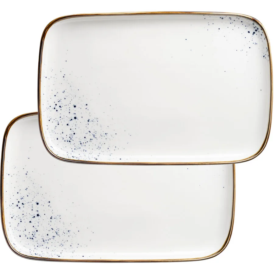 MÄSER Platten-Set Pintar weiss/blau Porzellan Rechteckig B 20 cm
