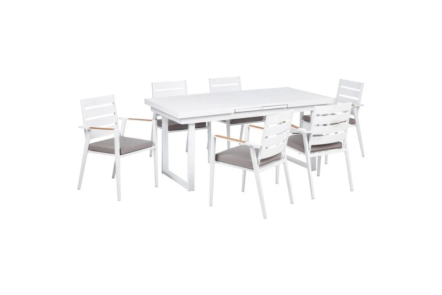 Matsalsset Valcanetto/Taviano Vitt/grått/ljust trä, 6-Sits - Vitt/grått/ljust trä, 6-Sits
