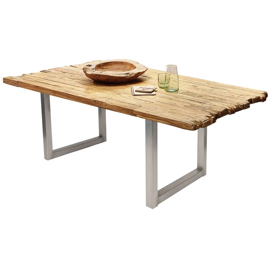 Esstisch Gordon natur Recyceltes Teak massiv Massivholz B 200 T 100 cm