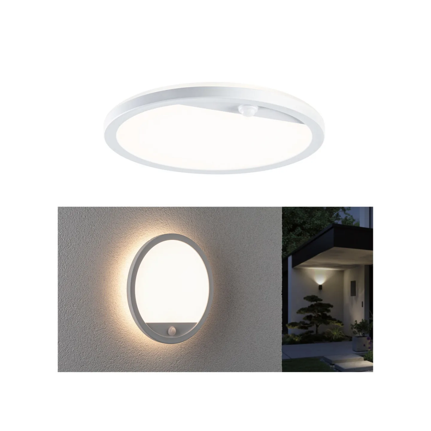 Lamina udendørs LED-væglampe, hvid, sensor, IP44 - Paulmann - Moderne - Plastik - Rund