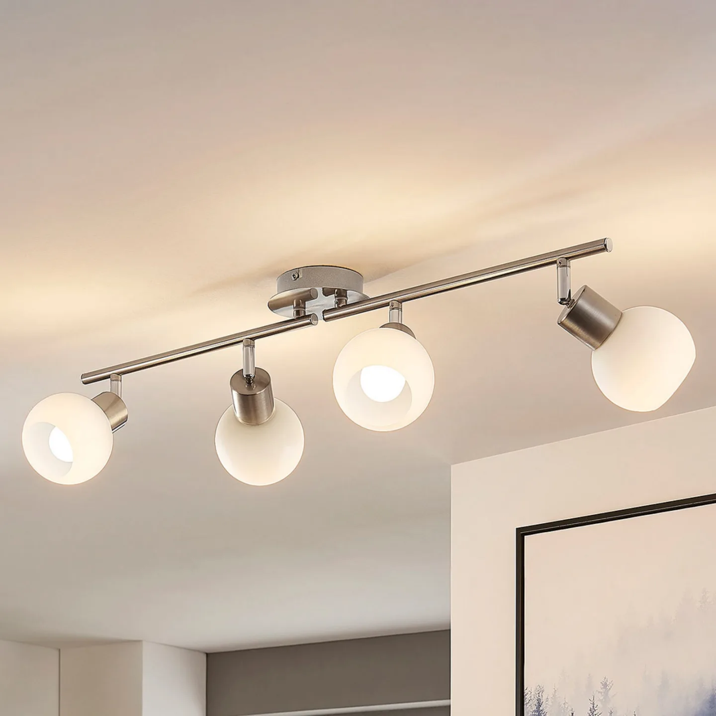 Elaina 4 Taklampe Nickel - Lindby - Stue - Moderne - Metall - Kule