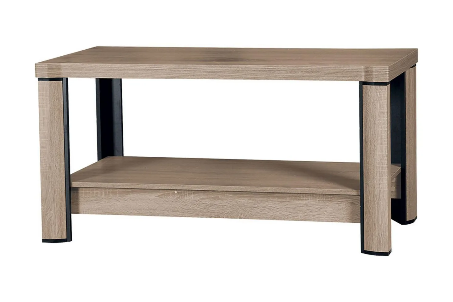 Chezum Soffbord 120 cm med Förvaring Hylla - Ekfärg/Beige/Grå