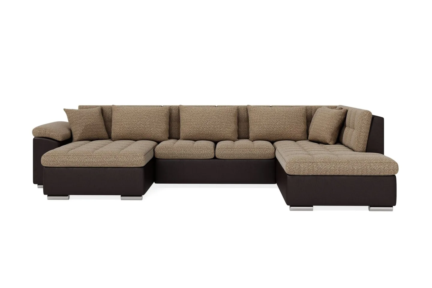 Dynir Stor Hörnbäddsoffa Divan med Förvaring Vänster 350 cm Bred - Beige / Brun