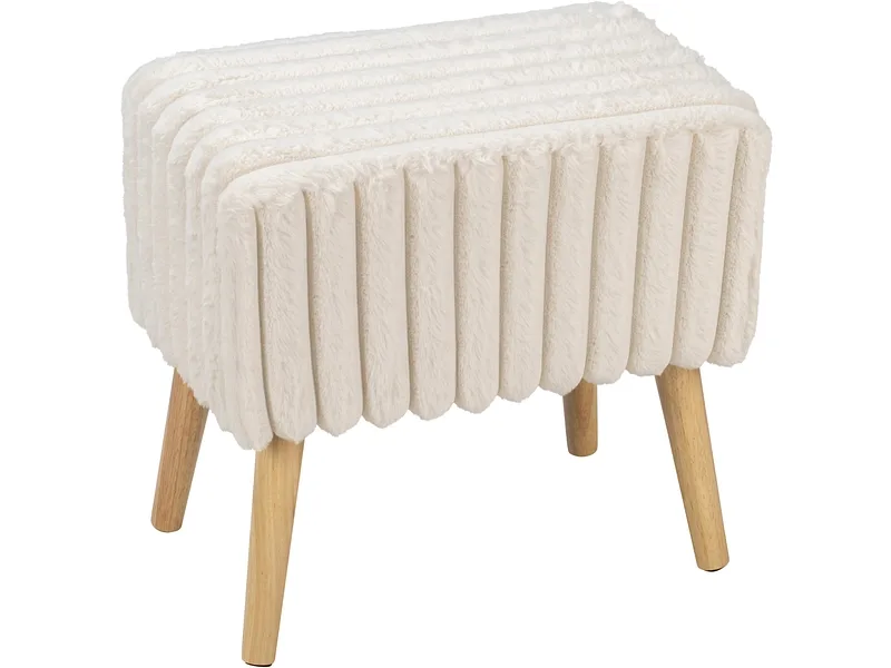 Hocker AXEL 41x26x40cm stoff / künstliches fell weiss