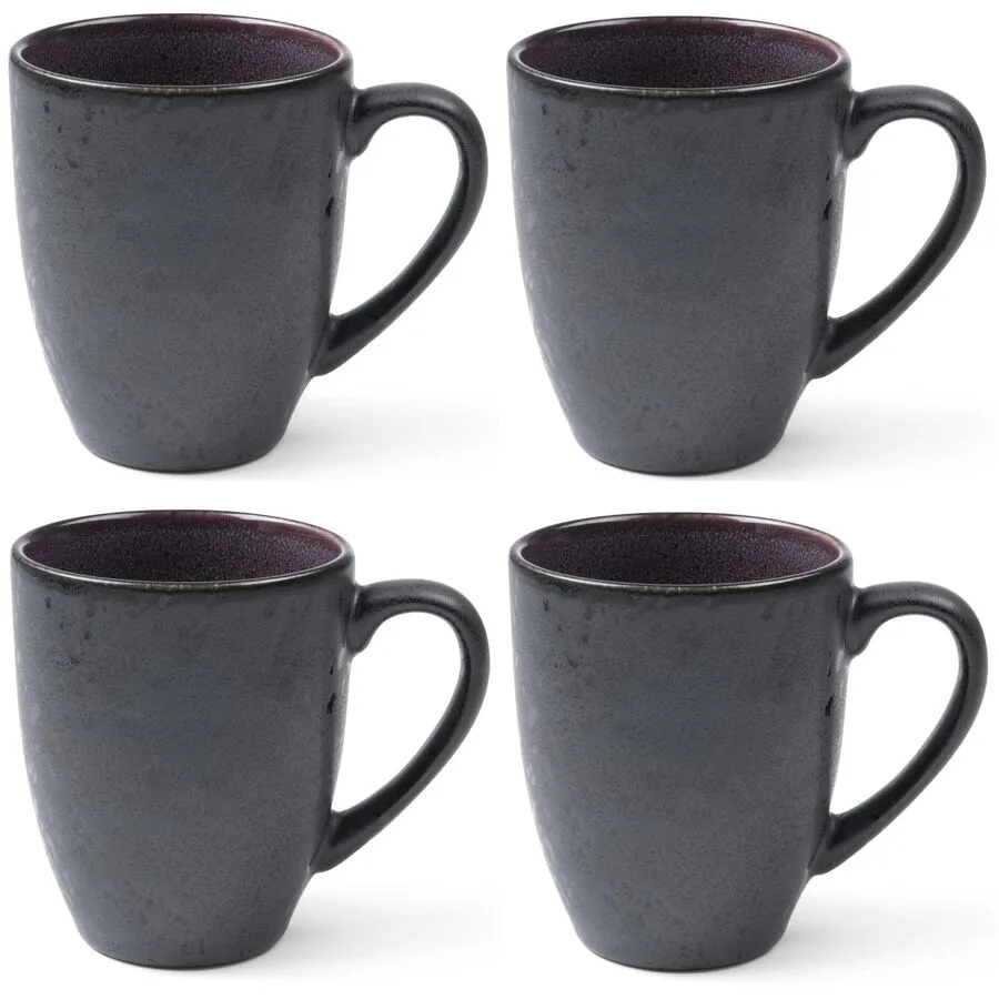 Kaffeetassen-Set BITZ Schwarz/Dunkelviolett Steinzeug H 10 cm 300 ml