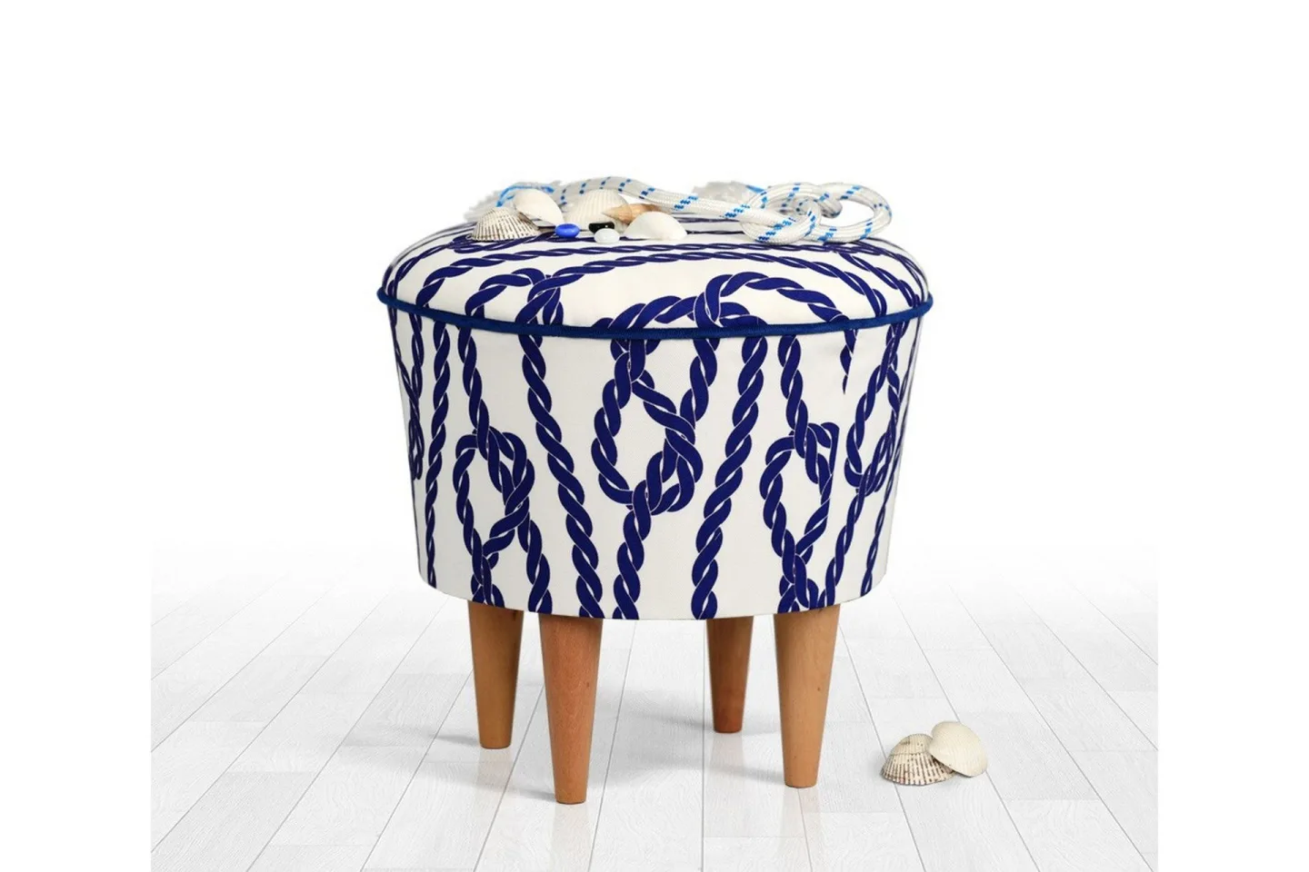 Pradera Sittpuff 42 cm - Blå/Vit